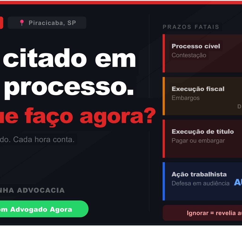 Citação judicial em Piracicaba SP — o que fazer ao ser citado em um processo
