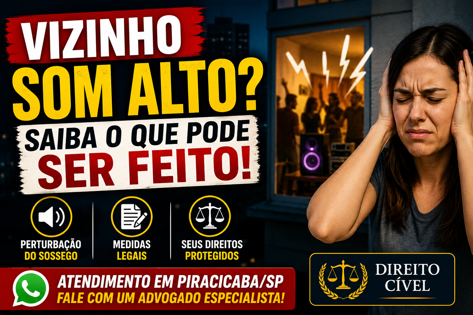 Problemas com vizinho barulhento e som alto em Piracicaba SP