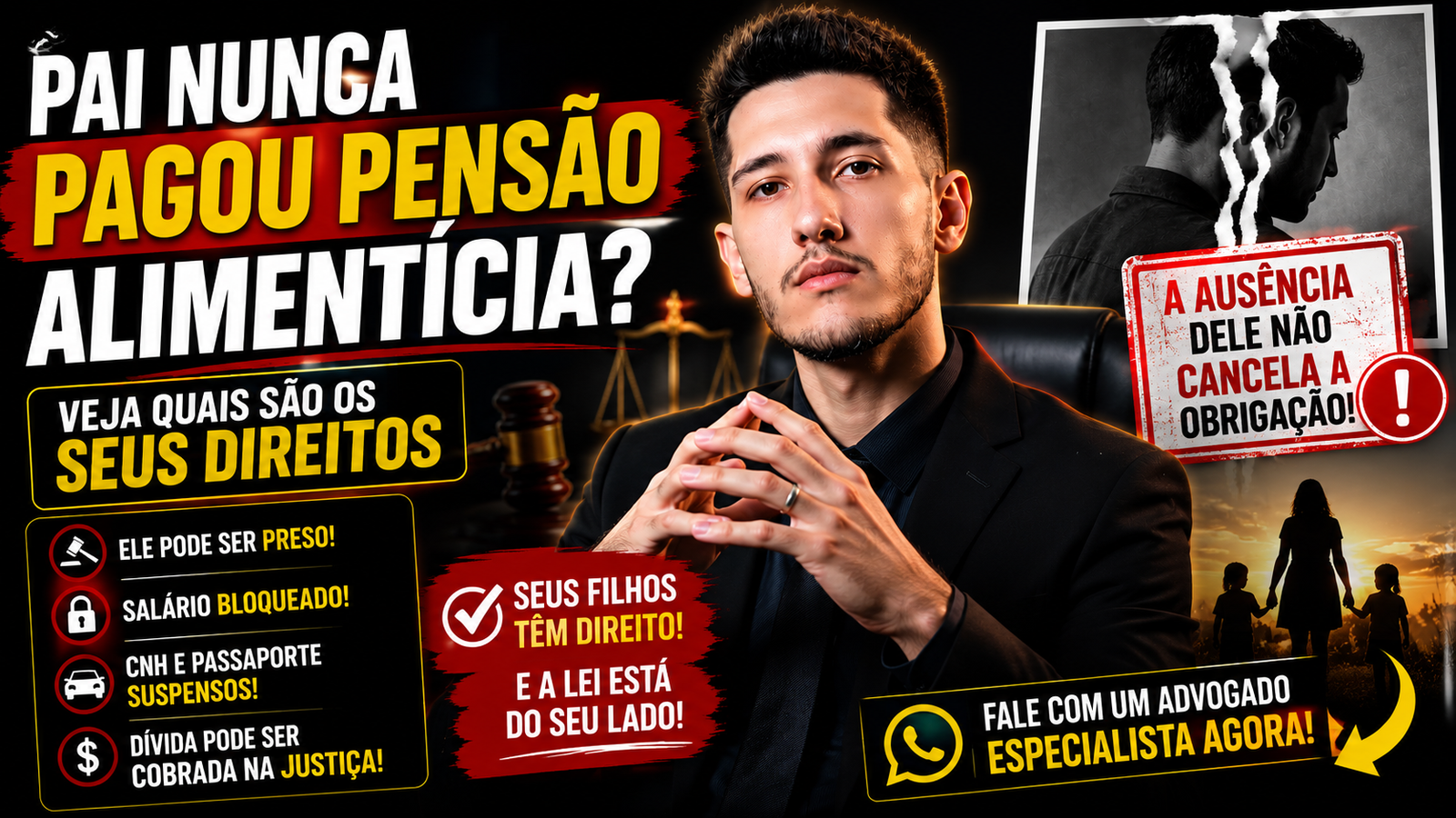 pai nunca pagou pensão alimentícia